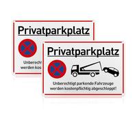 Lot de 2 panneaux d'interdiction de stationnement privé, 30 x 20 cm, en alliage d'aluminium, pas de perçage nécessaire, imperméables, ne rouillent pas facilement, pour l'intérieur et l'extérieur