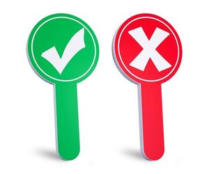 Lot de 2 Panneaux Double Face : Vert () / Rouge (X) pour Classe, Outil d’Évaluation pour Enseignants, Oui/Non, Réutilisable, Facile à Utiliser
