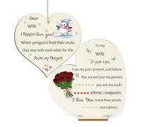 Lot de 2 panneaux en bois à suspendre pour femme, cadeaux de Noël, plaques en bois en forme de cœur, pour conjoint, famille, Saint-Valentin, anniversaire de mariage, remerciement, I Love You