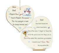 Lot de 2 panneaux en bois à suspendre pour papa, cadeaux de Noël, plaques en bois en forme de cœur Pop Famille Fête des pères pour homme Thank You I Love You Papa Retirement Appreciate Souvenirs