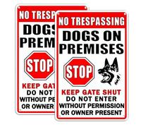 Lot de 2 panneaux en métal « Beware of Dog In Yard Stop Keep Gate Closed » - 20,3 x 30,5 cm