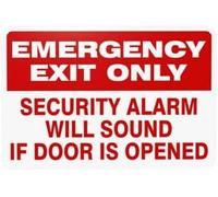 Lot de 2 panneaux en métal pour sortie d'urgence seulement, panneau d'avertissement de sécurité « Security Alarm Will Sound If Door Opened », panneaux d'avertissement de sortie pour décoration murale