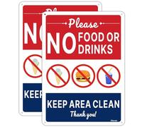 Lot de 2 panneaux « Keep Area Clean » - 25,4 x 17,8 cm - Panneaux « No Food or Drink Allowed » - En aluminium antirouille - Résistant aux intempéries - Facile à installer - Utilisation en