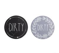 Lot de 2 panneaux magnétiques double face pour lave-vaisselle - Indicateurs de nettoyage et de saleté - Aimants de 9 cm pour la cuisine domestique pour maintenir la commande de lave-vaisselle (C)