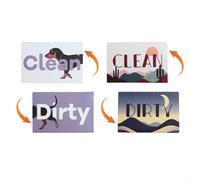 Lot de 2 panneaux magnétiques double fonctionnalité pour lave-vaisselle pour affichage propre/sale (E)