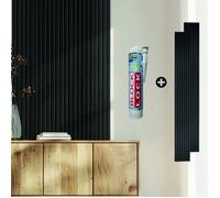 Lot de 2 panneaux muraux à tasseaux bois avec colle - DECOON - 250 x 30 x 1,9 cm - Décor noir - Acoustique - Panneaux 1,5 m²