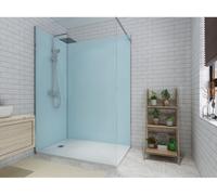 Lot de 2 panneaux muraux de douche bleu en aluminium avec profilés - L90 x L120 x H210 cm - ITZIAR