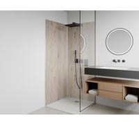 Lot de 2 panneaux muraux de douche effet bois clair en aluminium avec profilés - 2 x L90 x H210 cm- ENEKO