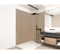 Lot de 2 panneaux muraux de douche effet bois en aluminium avec profilés - L90 x L120 x H210 cm - ENEKO Naturel clair