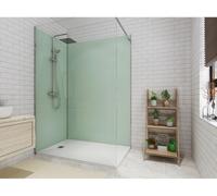 Lot de 2 panneaux muraux de douche vert clair en aluminium avec profilés - L90 x L120 x H210 cm - ITZIAR