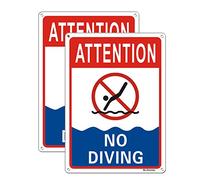 Lot de 2 panneaux « No Diving Pool », 25,4 x 17,8 cm, en aluminium antirouille, protection UV, imperméable et résistant aux intempéries, facile à monter, encre durable