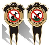 Lot de 2 panneaux « No Peeing No Pooping Dog Poop » en métal double face pour cour avec piquet 30,5 x 15,2 cm Please Be Respectful Stop Dogs from Pooping or Peeing On Your Lawn Yard Sign Protect Your Property