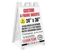 Lot de 2 panneaux personnalisés avec cadre en A de 61 x 91,4 cm, inserts imprimés en couleur et texte, panneaux sandwich résistants aux intempéries pour extérieur, panneau de trottoir pour entreprise
