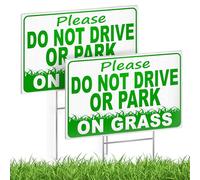 Lot de 2 panneaux « Please Do Not Drive or Park on Grass » - 20,3 x 30,5 cm - Double face en coroplast « No Parking on Grass » - Panneau « Keep Off Grass » avec piquet pour cour