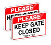 Lot de 2 panneaux « Please Keep Gate Closed » - En aluminium - 17,8 x 25,4 cm - Keep Gate Locked - Close the Gate