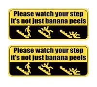 Lot de 2 Panneaux Please Watch Your Step, Panneau d'Avertissement Attention aux Pas Autocollants pour Bureaux Restaurants Marches