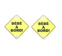Lot de 2 Panneaux Signalétique français Bébé à Bord Avec Deux Ventouses Voiture Auto Sécurité Bébé Enfants Amovible