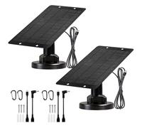 Lot de 2 panneaux solaires 6 W 5 V avec connecteurs de type C, micro USB et barillet, panneau solaire universel pour caméra avec surface en nid d'abeille, chargeur solaire étanche IP65 avec support
