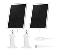 Lot de 2 panneaux solaires 6 W pour caméra de sécurité, chargeur de panneau solaire pour appareil photo avec support rotatif à 360°, câble de 3 mètres, étanche IP66, compatible avec port micro USB et