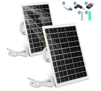 Lot de 2 panneaux solaires 8 W pour caméra de sécurité, chargeur de panneau solaire 5 V compatible avec WYZE Battery Cam Pro, Eufy Camera et Arlo Essential Spotlight/caméra spot XL, avec micro USB, DC