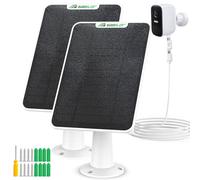 Lot de 2 panneaux solaires compatibles avec Eufycam 2C/2C Pro/E40/E20/2/2 Pro/E, panneaux solaires 5 V 4 W pour appareil photo, alimentation continue, port micro USB et port de type C, câble de 3 m,