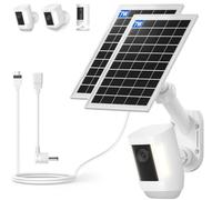 Lot de 2 panneaux solaires et support mural 2 en 1 pour Ring Cam, chargeur solaire 7 W, compatible avec Ring Spotlight et batterie de caméra extérieure, réglable à 360°, résistant aux intempéries