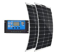 Lot de 2 panneaux solaires monocristallins flexibles 1000 W 18 V 500 W, chargeur solaire pliable étanche pour station d'alimentation, camping, camping-car, bateau, marine, caravane et utilisation hors