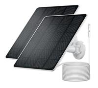 Lot de 2 panneaux solaires pour caméra de sécurité, chargeur de panneau solaire 5 W pour appareil photo, charge rapide, prise USB C et micro USB, câble de 3 m, résistant aux intempéries