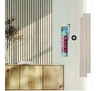 Lot de 2 Panneaux tasseaux bois avec colle DECOON - 250 x 30 x 1,4 cm décor blanc / fond rigide chêne - 1,5m²