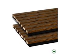 Lot de 2 Panneaux tasseaux bois MDF acoustic décor Noyer sur fond feutrine noir 2600 x 300 x 17 mm 1,56 M2 PEFC 70% FORESTEA