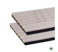 Lot de 2 Panneaux tasseaux bois MDF acoustique décor chêne gris sur fond feutrine noire 2600 x 300 x 17 mm -1,56 M2 PEFC 70%