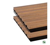 Lot de 2 Panneaux tasseaux bois MDF acoustique décor chêne rustique sur feutrine 2600x300x17mm PEFC 70% FORESTEA Dimensions : 2600