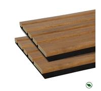 Lot de 2 Panneaux tasseaux bois MDF acoustique design BLEND chêne bronze sur fond noir 2600 x 300 x 17 mm - 1,56 M2 PEFC 70%