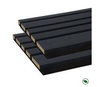 Lot de 2 Panneaux tasseaux bois MDF acoustique design BLEND décor chêne lave sur fond noir 2600 x 300 x 17 mm - 1,56 M2 PEFC 70%