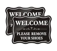 Lot de 2 panneaux « Welcome Please Remove Your Shoes »