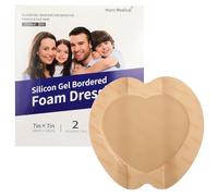 Lot de 2 pansements absorbants en silicone avec colle en silicone - 17,8 x 18,7 cm - Pansement en mousse de silicone imperméable pour plaies légèrement exsudatives