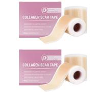 Lot de 2 pansements anti-cicatrices en silicone - 4 x 150 cm - Pour le visage - Avec collagène - Contre les rides - En silicone - Pour section C, opérations, brûlures, acné - Doux pour la peau