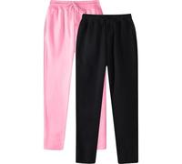 Lot de 2 pantalons de jogging pour homme - Pantalon de loisirs - Hip Hop - Décontracté - Couleur unie - Avec poignets à lacets et poche, Rose, XXL
