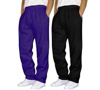 Lot de 2 Pantalons d'entraînement survêtement Joggers Bas de Jogging Homme Pantalon de Sport Homme Sport Hommes Longs Coton Loisirs