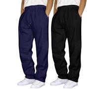 Lot de 2 Pantalons d'entraînement survêtement Joggers Bas de Jogging Homme Pantalon de Sport Homme Sport Hommes Longs Coton Loisirs