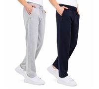 Lot de 2 Pantalons Jogging Homme Bleu / Gris Clair - Taille Élastique, Coupe Droite, Coton Respirant - S à 7XL - COMEOR XXXXXXL