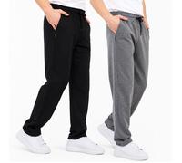 Lot de 2 Pantalons Jogging Homme Noir / Gris Foncé - Taille Élastique, Coupe Droite, Coton Respirant - S à 7XL - COMEOR XXXXXXL