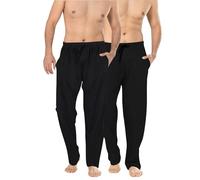 Lot de 2 pantalons longs pour homme, noir/noir, XL