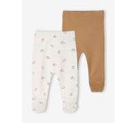 Lot de 2 pantalons naissance à pieds cappuccino 9M(71CM)
