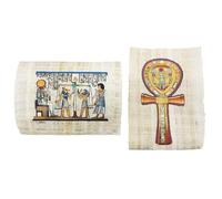 Lot de 2 Papyrus Égyptiens authentiques (18 x 23 cm chacun) - Le Jugement Dernier d'Osiris et de la Croix Ankh e Vie) - Peint à la Main sur Papyrus Original