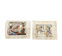Lot de 2 Papyrus Égyptiens authentiques (18 x 23 cm) - Déesses Maat et Isis et Pharaon Ramsès II dans son chariot - Peints à la main en Égypte sur Papyrus Original