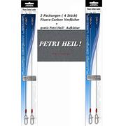Lot de 2 paquets (4 pièces) de bas de ligne Jenzi Fluoro, en carbone, longueur 30 cm, de Jenzi (charge maximale 15 kg) + autocollant Petri Heil gratuit
