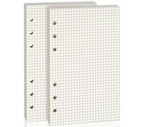 Lot de 2 paquets - 80 feuilles par paquet - Papier A6 à 6 trous, 100 GSM, quadrillage plein. Idéal pour journaux, notes, planification et dessin. Compatible classeurs A6 à 6 anneaux.