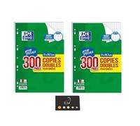 Lot De 2 Paquets de 300 Copies Doubles A4 Perforées Seyes + 1 Index Adhésif Blumie (600 Copies Doubles)