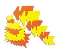 Lot de 2 Paquets de 50 étiquettes pour point de vente en carton fluo jaune/orange forme éclaté 8 x 12 cm G